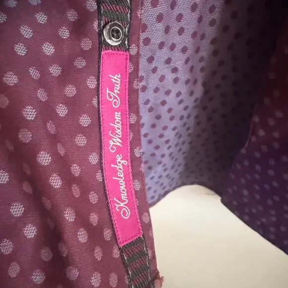 ROBERT GRAHAM Long Sleeve Polka Dot Eggplant Purple Shirt Size Large - Picture 5 of 6